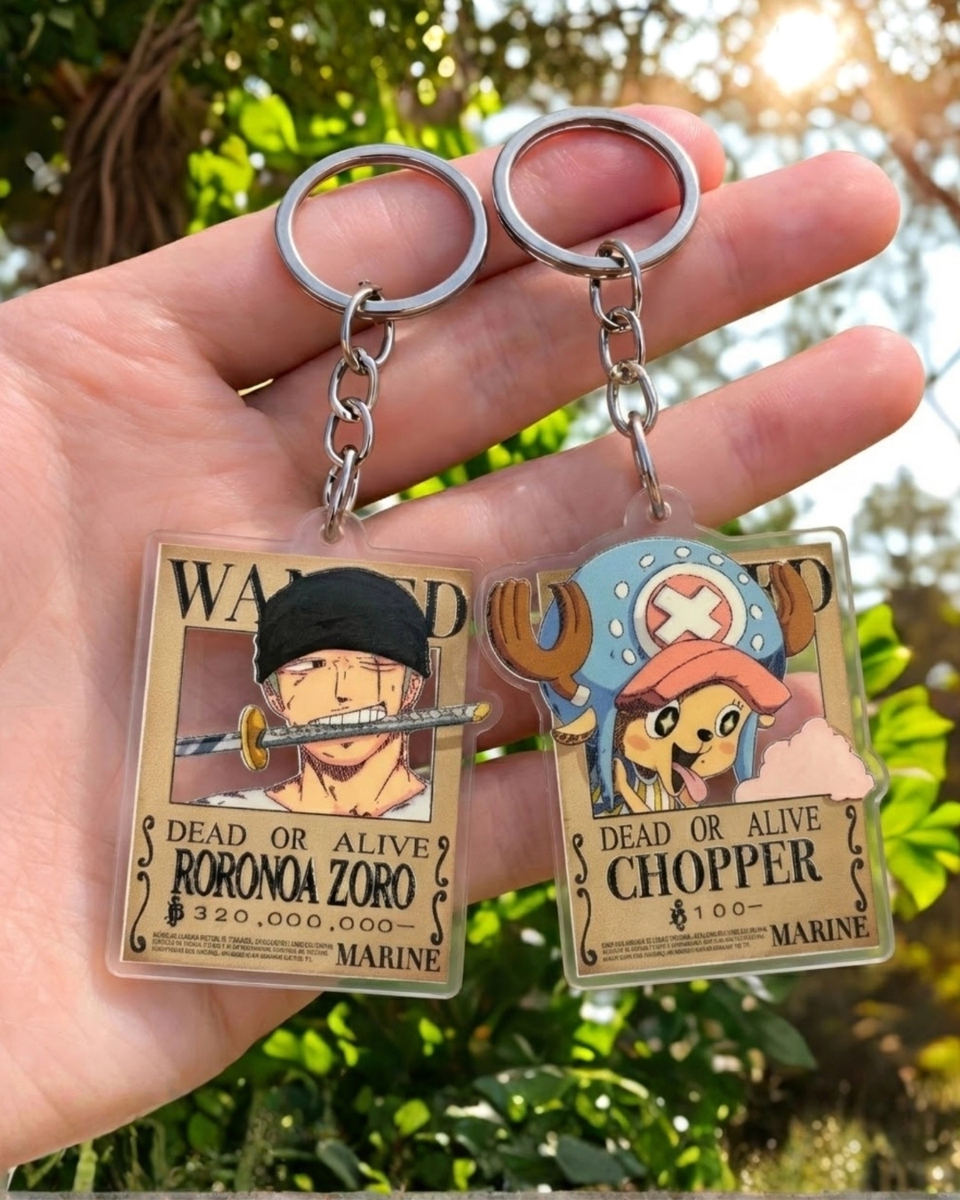 Set of 2 One Piece Chopper and Zoro Premium Acrylic Hanging Keychains|Perfect for bags, Keyrings and for Anime Lovers