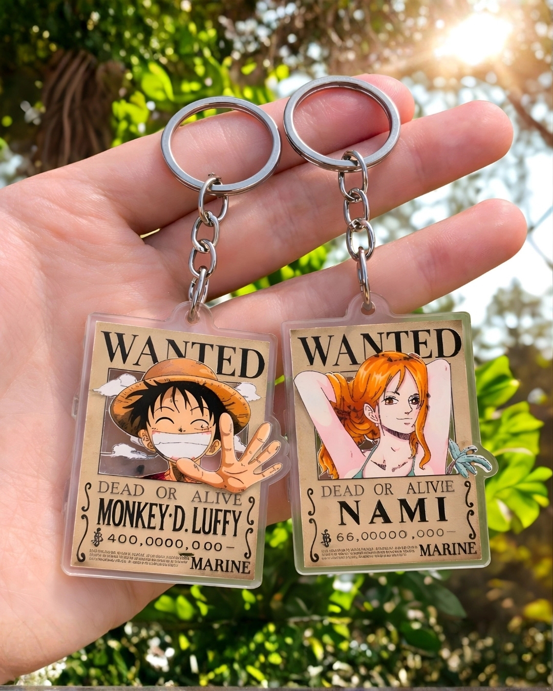 Set of 2 One Piece Luffy and Nami Premium Acrylic Hanging Keychains|Perfect for bags, Keyrings and for Anime Lovers