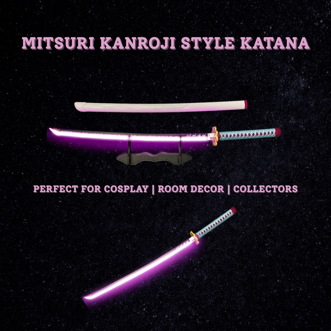 LED Demon Slayer Mitsuri's Cosplay Katana Premium Life Size Led Wooden Katana [104 CM]