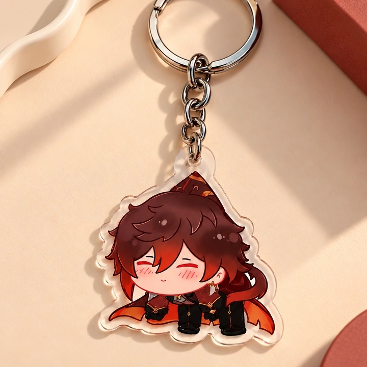 Genshin Impact Zhongli Transparent Acrylic Hanging Keychain for Bags & Backpacks