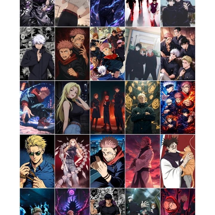 Set Of 25 Jujutsu Kaisen Posters (90x140 mm) with Glue Tape | 300 GSM Perfect for Wall decor for Bedroom, Office, Gaming Room, Anime lovers