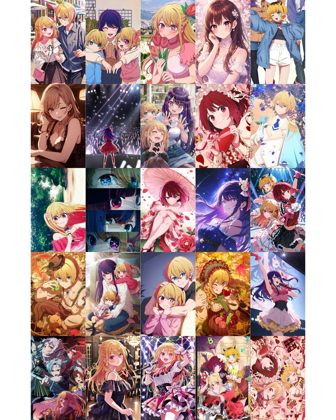 Set Of 25 Oshi no ko Polaroid Posters (90x140 mm) with Glue Tape | 300 GSM Perfect for Wall decor for Bedroom, Office, Gaming Room